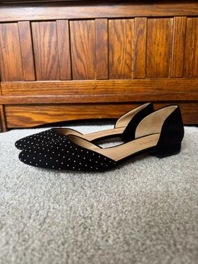Talbots Black D'Orsay Flats with Gold Studs